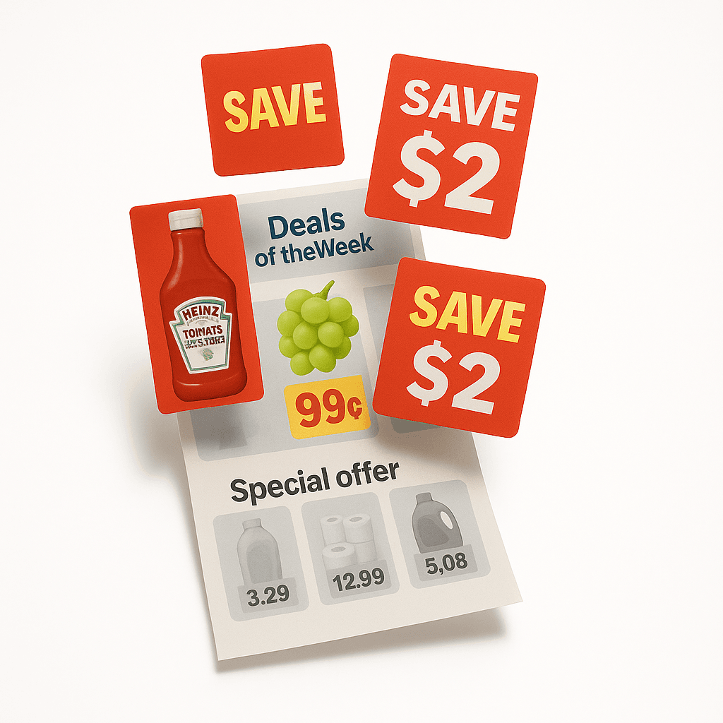 Weekly grocery leaflet with promotional deals
