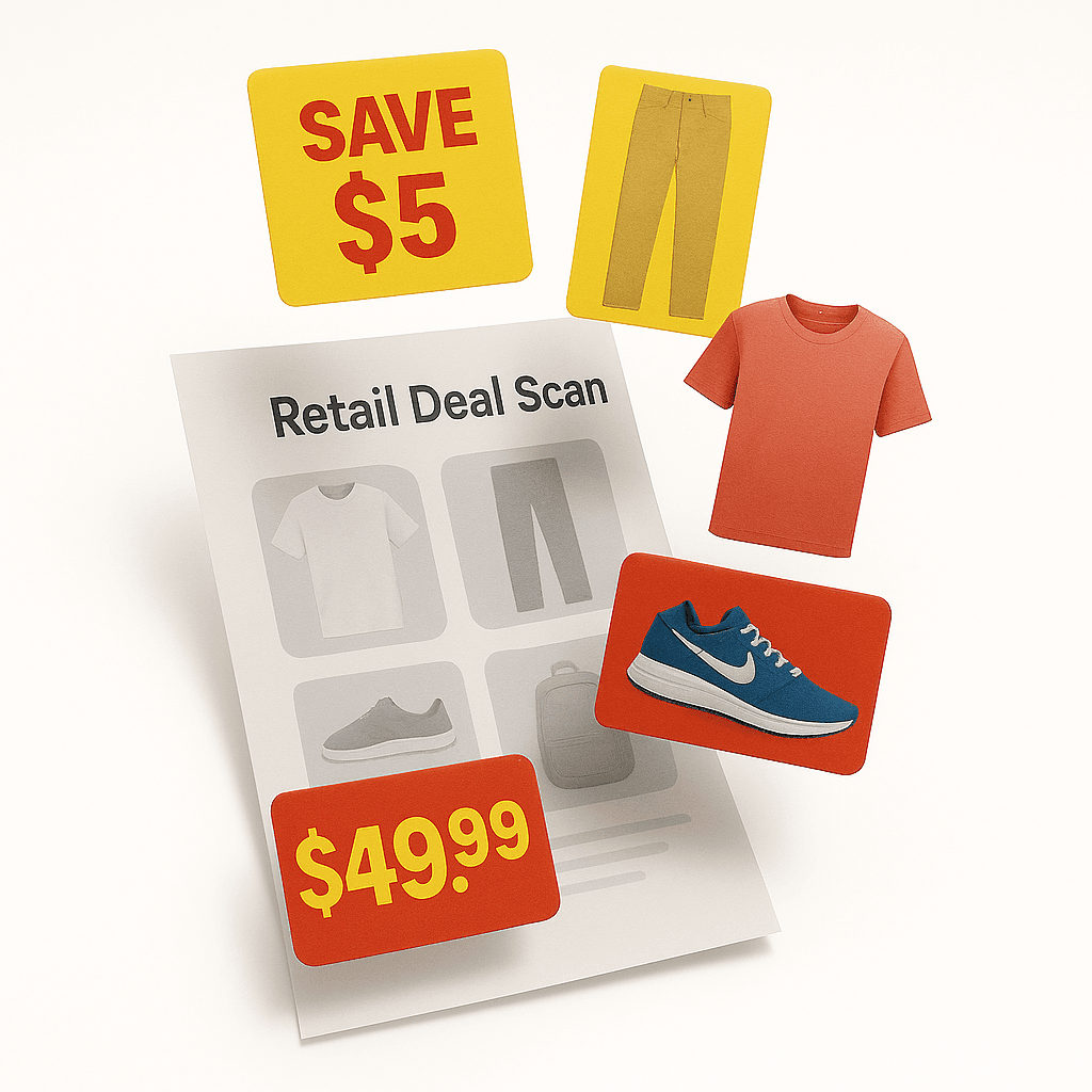 Fashion leaflet featuring apparel and footwear deals